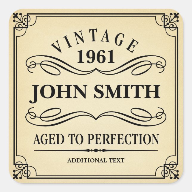 Vintage Birthday Party Favour Square Sticker (Front)