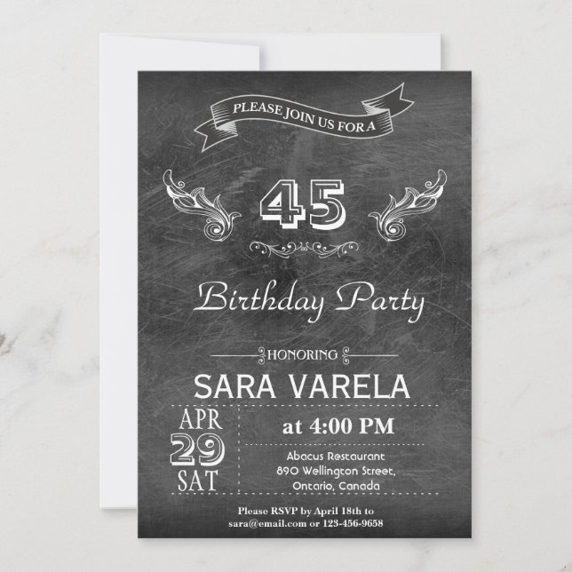 VINTAGE BIRTHDAY PARTY FOR ANY AGE INVITATION (Front)