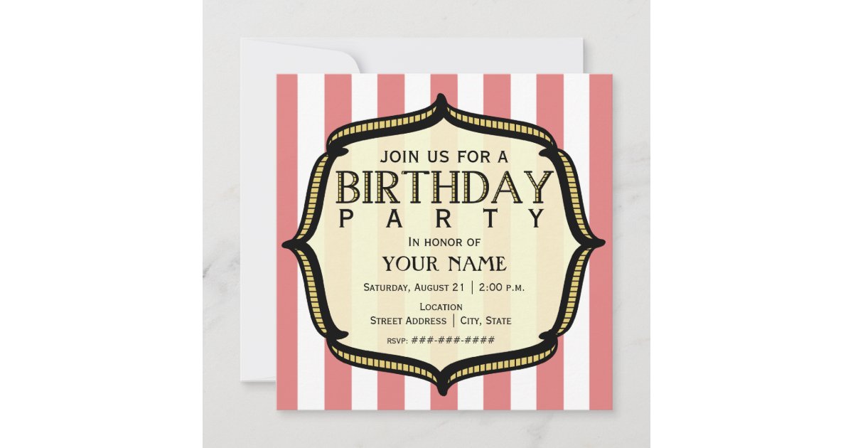 Vintage Birthday Party Invitation | Zazzle.co.uk