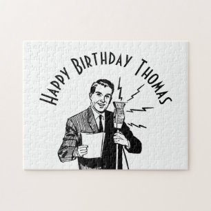Vintage Birthday Radio Announcer Jigsaw Puzzle