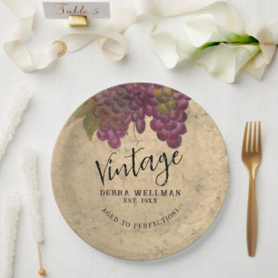Vintage Birthday Rustic Wine Country Custom Paper Plate