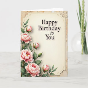 Vintage Birthday Script Card