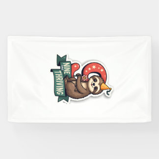 Vintage Birthday Sloth Girl Party Vector Design 2 Banner
