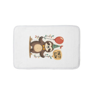 Vintage Birthday Sloth Retro Party Animal Design 2 Bath Mat