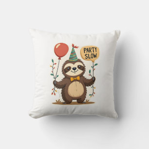 Vintage Birthday Sloth Retro Party Animal Design 2 Cushion