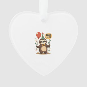 Vintage Birthday Sloth Retro Party Animal Design 2 Ornament
