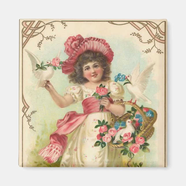 Vintage Birthday Square Magnet (Front)