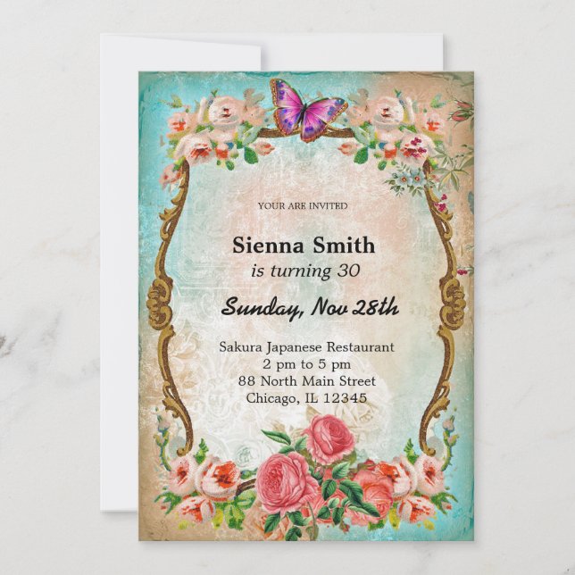 Vintage birthday style invitation (Front)