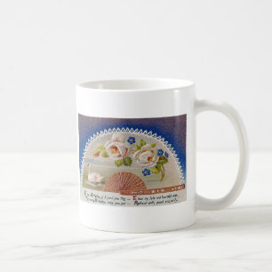 Vintage Birthday Swan Blue Postcard Coffee Mug