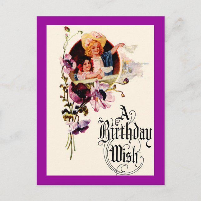 Vintage Birthday Wish Card (Front)