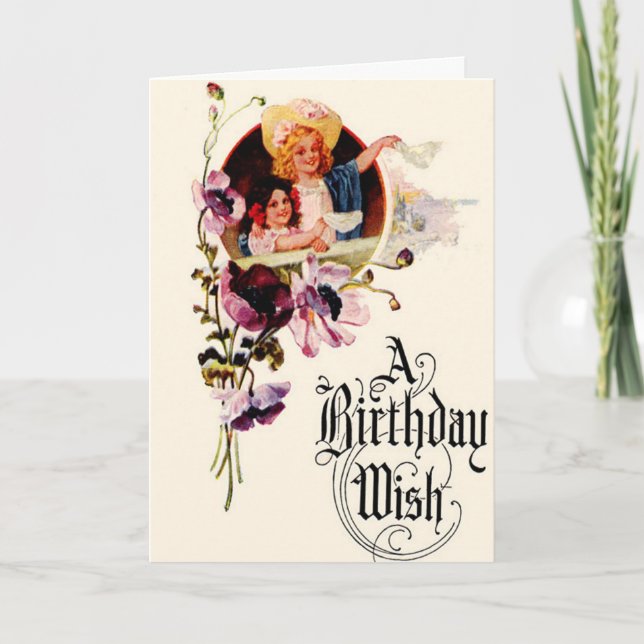Vintage Birthday Wish Card (Front)