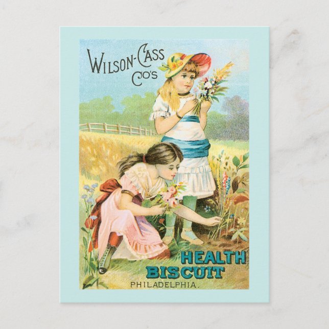 Vintage Biscuit Girls Postcard (Front)