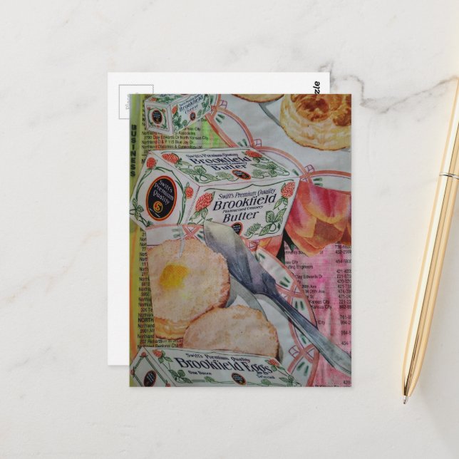 vintage biscuits and butter Collage  Postcard (Front/Back In Situ)
