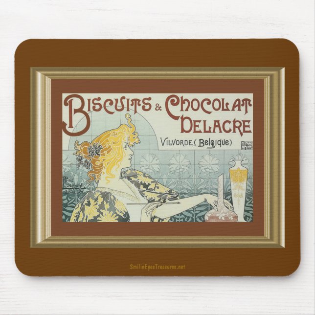 Vintage Biscuits Chocolat Delacre Ad Mousepad (Front)