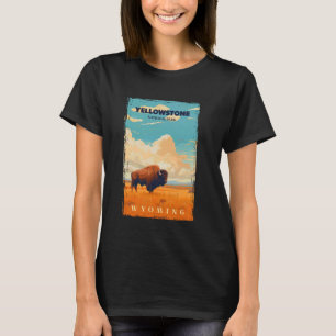 Vintage Bison On The Field Yellowstone National Pa T-Shirt