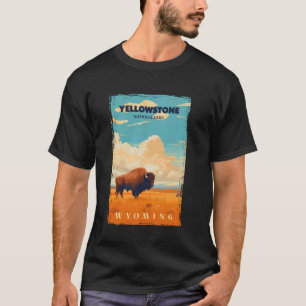 Vintage Bison On The Field Yellowstone National Pa T-Shirt