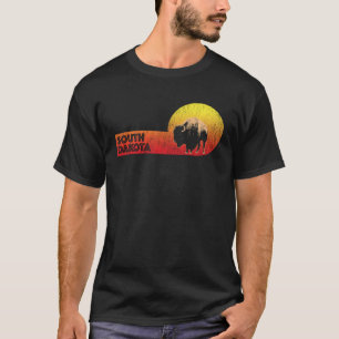 Vintage Bison South Dakota Retro Sun T-Shirt