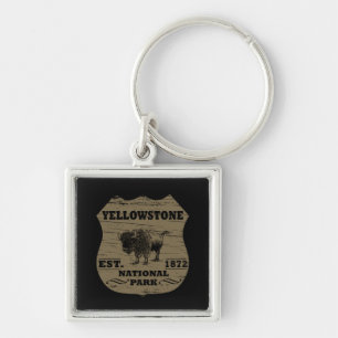 Vintage Bison Yellowstone National Park Key Ring