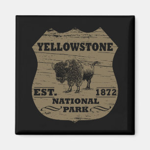 Vintage Bison Yellowstone National Park Magnet