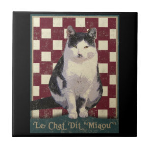 Vintage Bistro Cat Tile