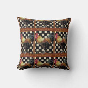 Vintage Bistro Rooster Cushion
