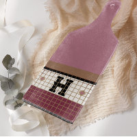 Vintage Bistro Tile Cranberry and Gold Monogram