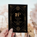 Vintage Black and Gold Art Deco 21st Birthday Invitation<br><div class="desc">Celebrate the entrance into adulthood with our Art Deco 21st Birthday Invitation! This invitation is not just a piece of paper; it's a gateway to a night of glamour, style, and unforgettable moments as you step into the exciting world of being 21. Capturing the essence of the iconic Art Deco...</div>