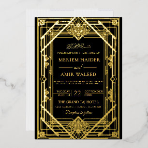 Vintage Black and Gold Art Deco Islamic weeding