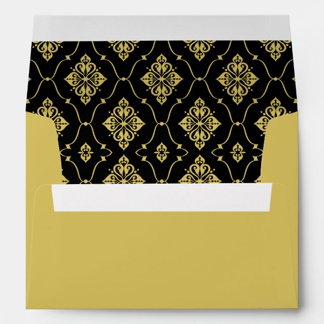 Vintage Black and Gold Art Deco Wedding Envelope (Back (Bottom))