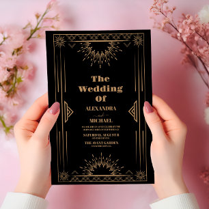 Vintage Black and Gold Art Deco Wedding Invitation