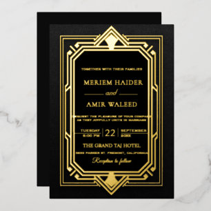 Vintage Black and Gold Art Deco weeding