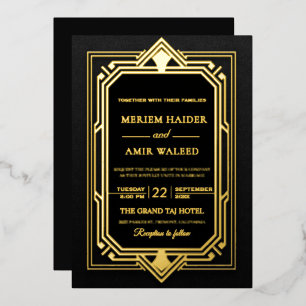 Vintage Black and Gold Art Deco weeding