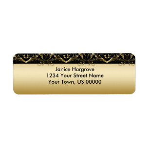 Vintage Black and Gold Return Address Label