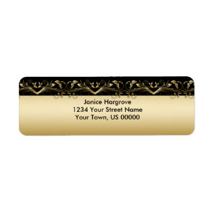 Vintage Black and Gold Return Address Label