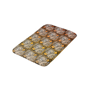 Vintage black and gold Roses floral pattern Bath Mat