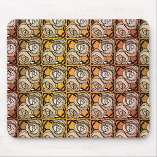 Vintage black and gold Roses floral pattern Mouse Mat