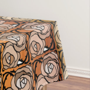 Vintage black and gold Roses floral pattern Tablecloth