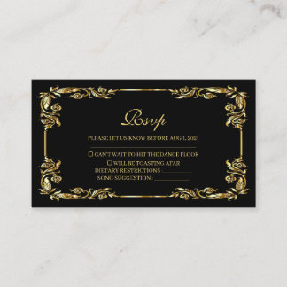 Vintage Black and Gold Royal RSVP Card