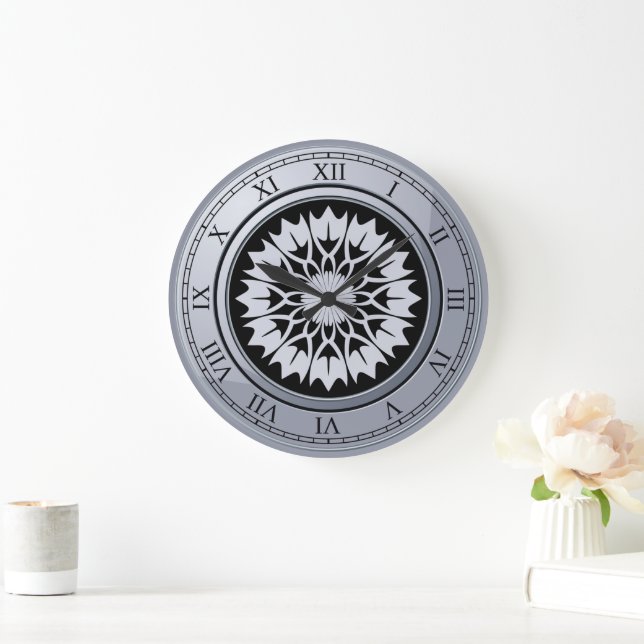 Vintage Black and Grey Round Large Clock (Home)