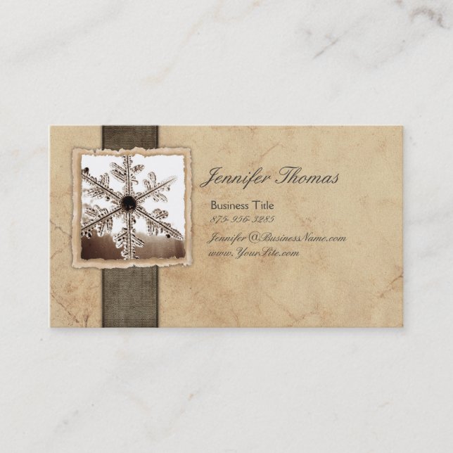 Vintage Black and Ivory Snowflake Business Card (Front)