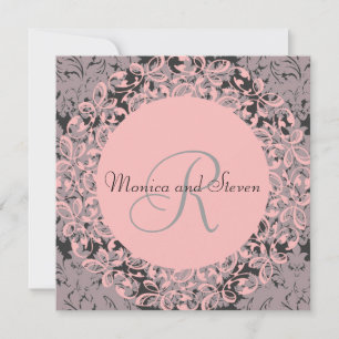 Vintage Black and Pink Wedding Invitation