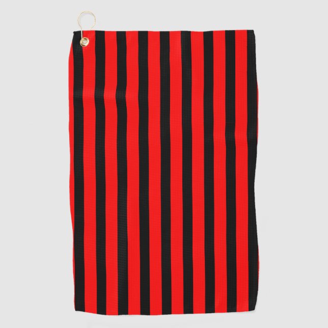 Vintage Black and Red Classic Striped Golf Towel (Front)
