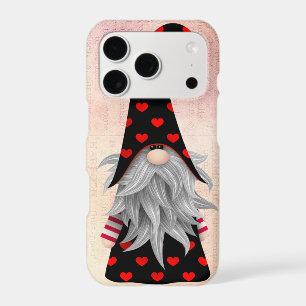 Vintage Black and Red Gnome with hearts Watercolor