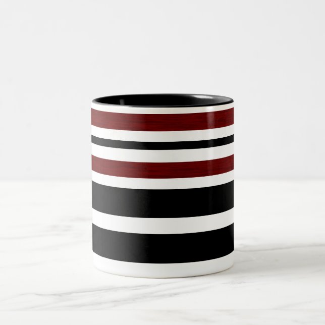 Vintage Black and Red Pattern Stripes - Mug (Center)