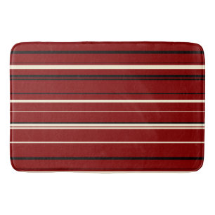 Vintage black and red stripes bath mat