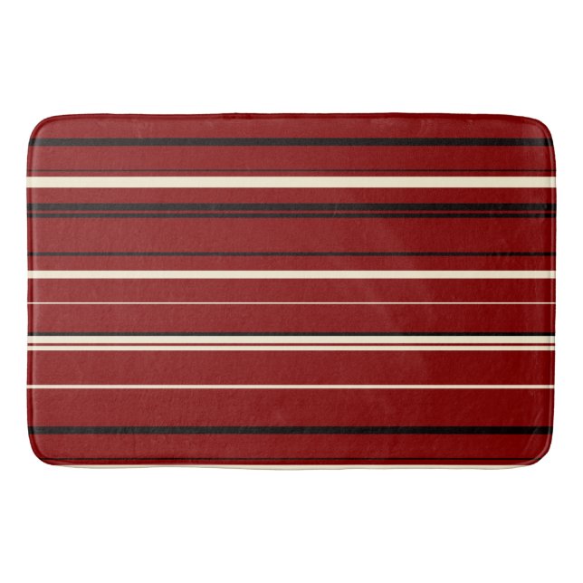 Vintage black and red stripes  bath mat (Front)