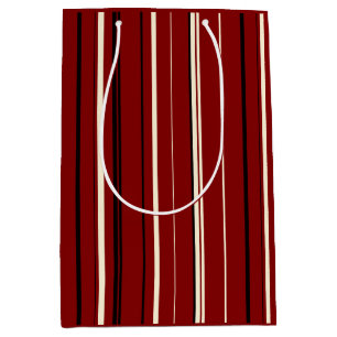 Vintage black and red stripes  medium gift bag