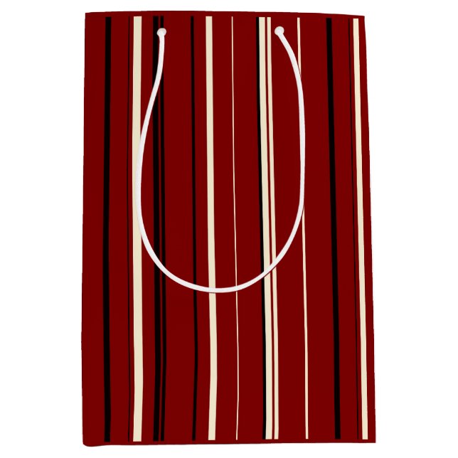 Vintage black and red stripes  medium gift bag (Front)