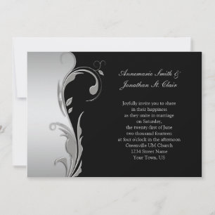 Vintage Black and Silver Wedding Invitation