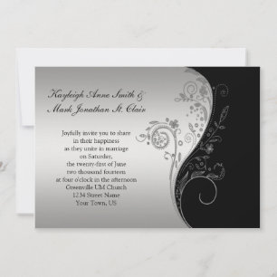 Vintage Black and Silver Wedding Invitation